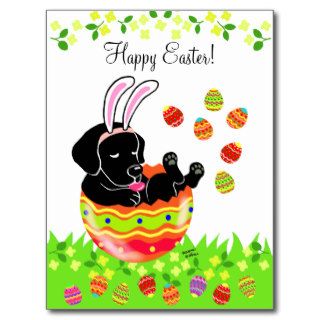 Easter Egg Black Labrador Puppy Cartoon Postcards