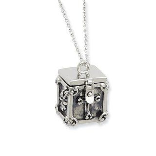 Sterling Silver Antiqued Blessing Box 18in Necklace Jewelry
