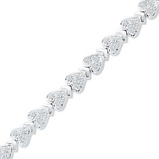 Sterling Silver Baby Princess Diamond Heart Bracelet (1/2 CTTW) D Gold Jewelry
