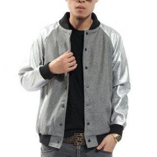 Zero Unisex Hipster Faux Snakeskin Sliver Leather Sleeves Baseball Jacket (L ( US Size M ), No.1) at  Mens Clothing store Outerwear Jackets