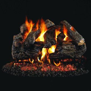 Peterson Real Fyre 18 inch Burnt Heritage Oak Log Set With Vented Natural Gas G4 Burner   Match Light  
