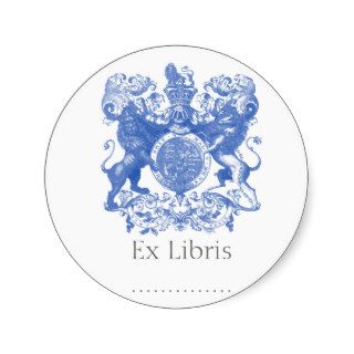 Lion Coat of Arms Ex Libris Round Stickers