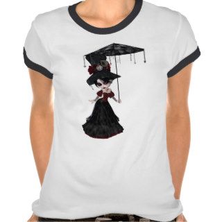 Cute Victorian Steampunk Goth Girl & Parasol Tee Shirts