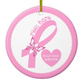 Pink Ribbon Pink Hope Breast cancer awareness Christmas Tree Ornaments