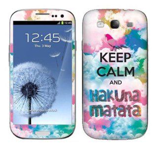 Fincibo (TM) Samsung Galaxy S3 III i9300 i747 L710 I535 T999 Accessories Skin Vinyl Decal Sticker   Keep Calm Hakuna Matata Cell Phones & Accessories