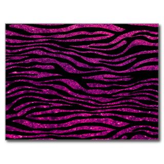 Animal Print, Zebra Stripes, Glitter   Black Pink Post Cards