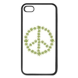 Peace Sign Marijuana 420 Pot Leaf Apple iPhone 5 & 5S Black Rubber Grip Case 