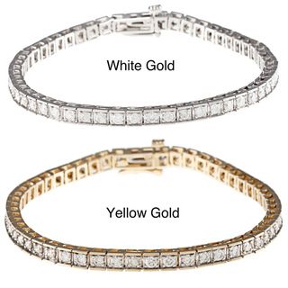 14k Gold 3ct Diamond Tennis Bracelet (J, I1) Diamond Bracelets