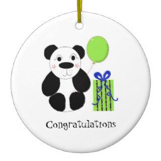 Panda Bear with Balloon Congratulations Christmas Tree Ornament
