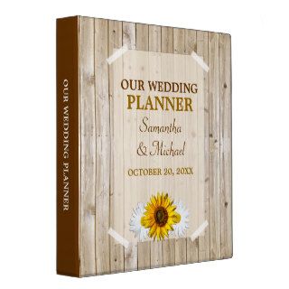 Country Sunflower Wedding Planner Binder