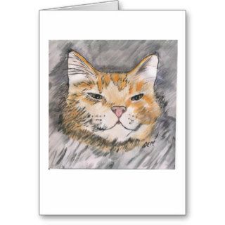 Pen and Ink with Watercolor Orange Cat   Notecards