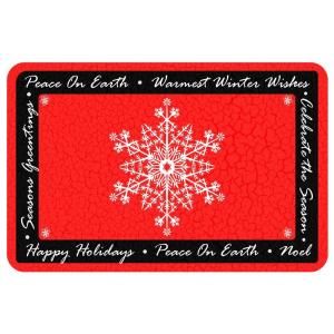 Bungalow Flooring New Wave Holiday 1 ft. 6 in x 2 ft. 3 in. Neoprene Peace On Earth Snowflake Mat 20494051827