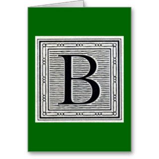 Block Letter "B" Woodcut Woodblock Inital Greeting Cards