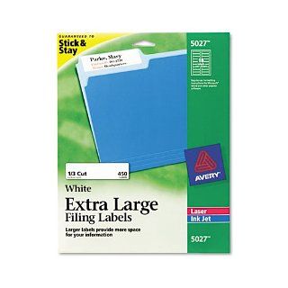 Avery Extra Large 1/3 Cut File Folder Labels, 15/16 x 3 7/16, White, 450/Pk