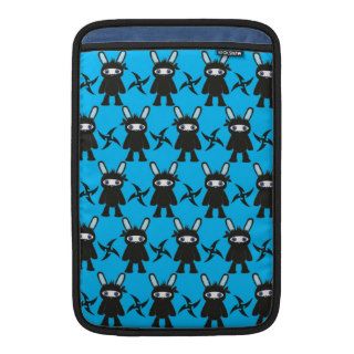 Turquoise and Black Ninja Bunny Pattern MacBook Sleeves