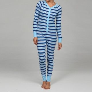 Sweet Women's Union City Striped Snap up Union Suit with Backflap Pajamas & Robes