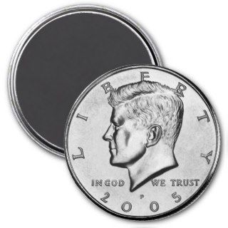 John F Kennedy Half Dollar Coin Refrigerator Magnets