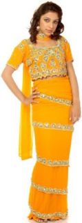 Exotic India Amber Sari Style Lehenga Choli with Beads Embroidered as Fl   Amber Clothing