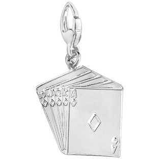 Sterling Silver Straight Flush of Diamonds Charm Silver Charms
