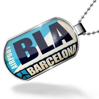 Dogtag Airportcode BLA Barcelona Dog tags necklace   Neonblond NEONBLOND Jewelry