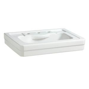 Porcher Lutezia 6 3/8 in. Pedestal Sink Basin with 8 in. Center Faucet Hole Drilling in White DISCONTINUED 20020 03.001