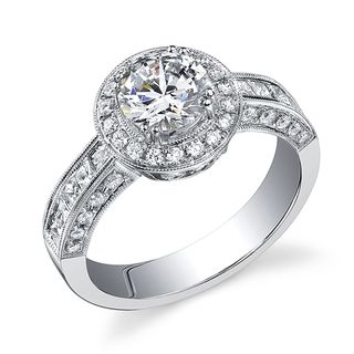 18k Gold 1 9/10ct TDW EGL certified Diamond Engagement Halo Ring (I, SI3) Engagement Rings