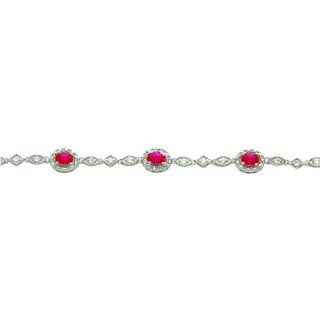 Silver Cubic Zirconia Fancy Link Bracelet 7" QX434CZ Jewelry