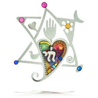 Seeka Star, Heart & Chai Judaic Love Pin P0454 Jewelry Pins Jewelry
