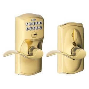 Schlage Camelot Bright Brass Accent Keypad Lever FE595 CAM 505 ACC