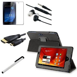 5 in 1 Black Leather Case with Screen Protector / Stylus / Headset / Micro HDMI Cale for Acer ICONIA TAB A100 Computers & Accessories