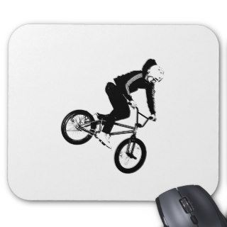 BMX Rider in Black and White Mouse Pad