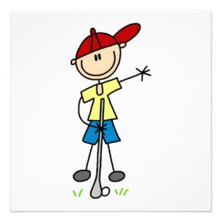 Male Stick Figure Golfer Personalized Invitations