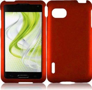 LG LS720 (Sprint) 2 Piece Snap On Rubberized Hard Plastic Case Cover, Orange + LCD Clear Screen Saver Protector Cell Phones & Accessories
