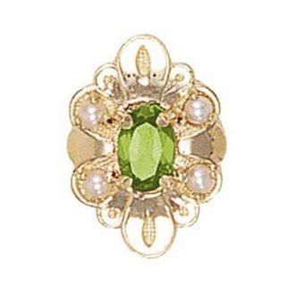 14 Karat Gold Slide with Peridot center and Pearl accents GS437 PD PL Jewelry