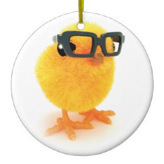 3d Chick in Glasses Ornament