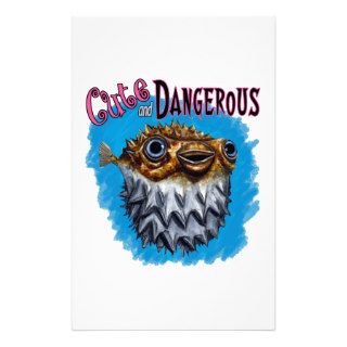 Cute And Dangerous Puffer Fish Blue Stationery