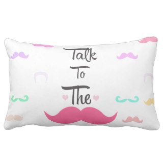 Funny Girly Talk To The Mustache Bright Pink Heart Throw Pillow