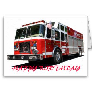 HAPPY BIRTHDAY Fire Truck Greeting Cards