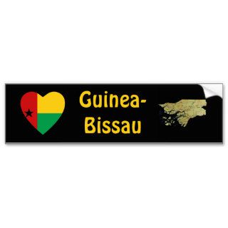 Guinea Bissau Heart Flag + Map Bumper Sticker
