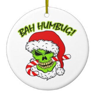 Bah Humbug Skull Christmas Ornament