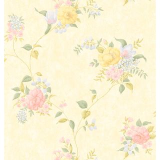 Brewster Light Yellow Floral Trail Wallpaper Brewster Wallpaper