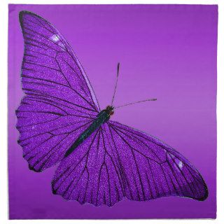 Vintage 1800s Dark Purple Butterfly on Purple Cloth Napkin