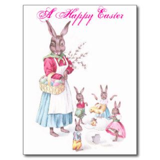 Mother Rabbit & Baby Bunnies Post Cards