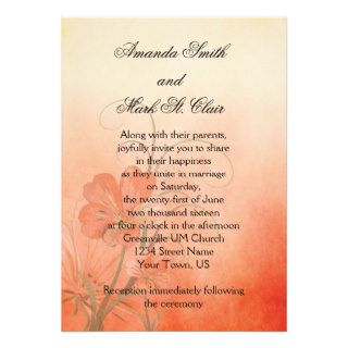 Abstract Peach Flowers Peach Background Wedding Card