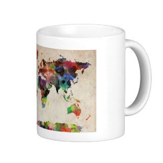 World Map Urban Watercolor Mugs