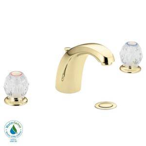 MOEN Chateau 8 in. Widespread 2 Handle Low Arc Bathroom Faucet in Brass 4962P