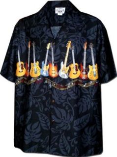 New Mens Black Hawaiian Aloha Shirt Guitars Rock And Roll Music, 440 3717 at  Mens Clothing store Button Down Shirts