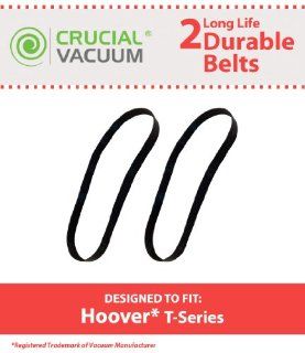 2 Hoover T series Rewind Long Life Non Stretch Flat Vacuum Cleaner Belts; Replaces Hoover Part # 562289001, AH20065, MS 12.8X457 056 1024 B; Designed and Engineered by Crucial Vacuum   Household Vacuum Belts