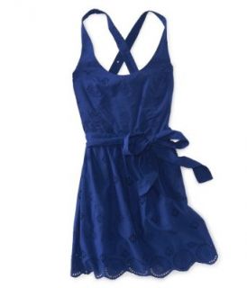 Aeropostale Womens; Juniors Blue (440) Solid Eyelet Woven Dress Size X Small (XS)