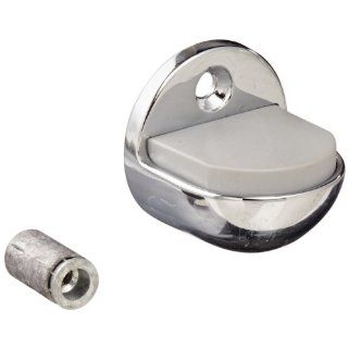Rockwood 441H.26 Brass Floor Mount Cast Universal Dome Stop, #12 X 1 1/4" FH WS Fastener with Plastic Anchor and 12 24 x 1" FH MS Fastener with Lead Anchor, 1 7/8" Base Diameter x 7/32" Base Length, Polished Chrome Plated Finish Indust